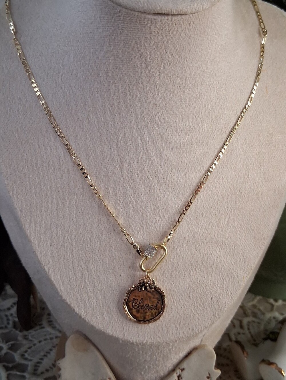 Gold-Tone "Blessed" Pendant Necklace - Elegant Women’s Jewelry